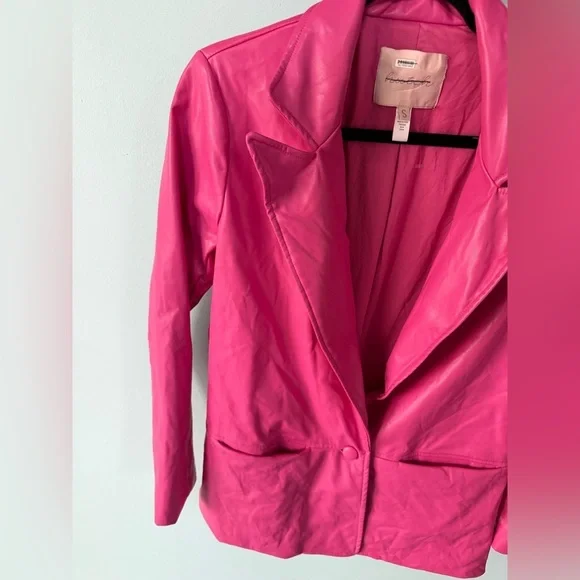 ANTHROPOLOGIE PINK HUTCH VEGAN LEATHER BLAZER SIZE SMALL - Picture 11 of 15